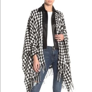 Adrienne Vittadini Houndstooth Faux Leather Wrap